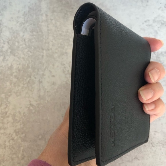 Coach Mens 3 In 1 Sport Calf Leather Wallet Black - Picture 7 of 10